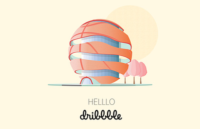 Helllo Dribbble! architecture design flat hello hello dribbble illustration illustrator invite invites photoshop vector warm