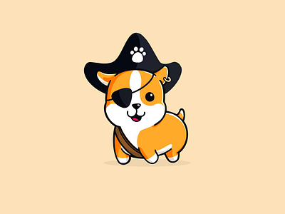 Pirate Corgi 2020 animal animals art booty character corgi corgis cute design illlustrator illustration kawaii photoshop pirate procreate puppy smile