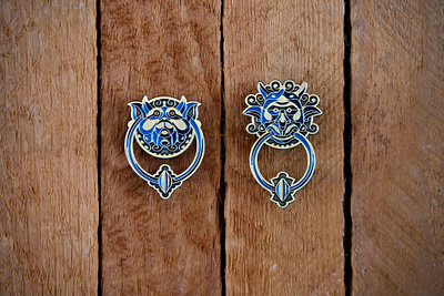 Labyrinth: Left Door Knocker Pins brooch dan kuhlken dkng dkng studios door knocker enamel pin labyrinth metal nathan goldman pin vector