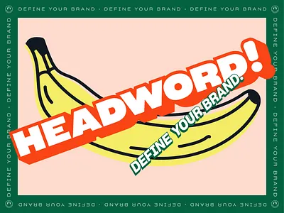 Headword Branded A Banana 3d banana brand brand identity branding color define design dimension headword icon illustration logo pastel vector