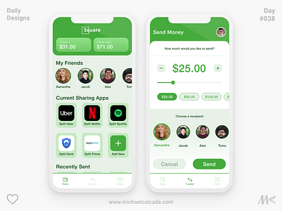 Daily Designs in Quarantine #038 amount app coronavirus covid19 dailyui design etransfer friends funds i owe you iou money money transfer recieve remember send spend transfer ui ux
