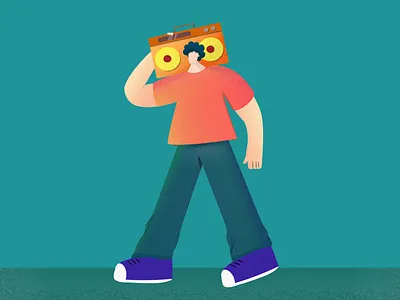 The Walkman in 1980s illustration digital illustration digitalillustrating flat illustration illustration art illustrations illustrator minimal