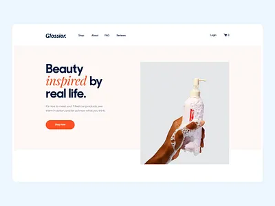The Glossier landing page interaction design animation anination design home page homepage design illustration interaction interaction animation landing page lettering mobile motion product page typography ui ux webdesign