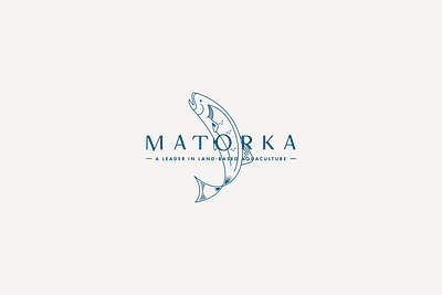 Draft Concept 3 for Matorka aquaculture brand fish food product logo matorka salmon