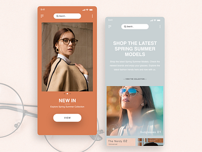 Glasses Collection 2d app catalogue clean collection design glasses homepage mobile app ui ux