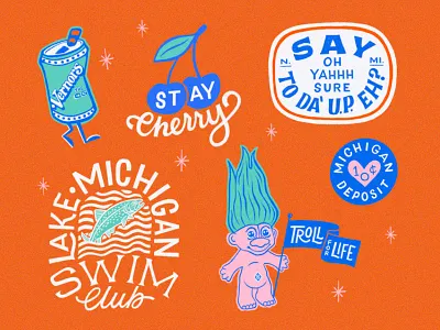 Michigan Badges branding calligraphy design handlettering illustration lettering logo logo design michigan procreate typography