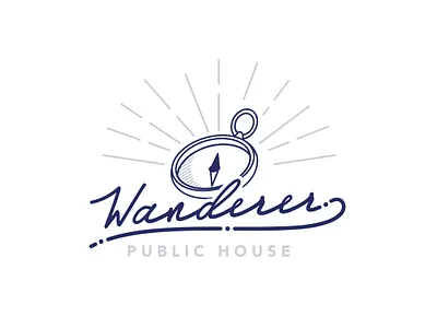 Initial Concept for Wanderer Chattanooga adventure branding chattanooga compass handdone type logotype restaurant design script tn typography