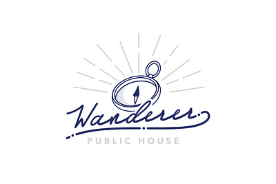 Initial Concept for Wanderer Chattanooga adventure branding chattanooga compass handdone type logotype restaurant design script tn typography