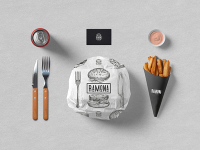 RAMONA - FAST FOOD BISTRO brand brand identity branding design flat illustration logo logodesign strategy traditional