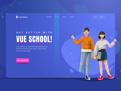 New design concept for Vue School animation app dribbble header interface minimal principle sketch ui ux ui vue.js