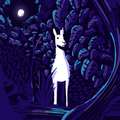 Llama Moon art direction artwork color digital illustration landscapes