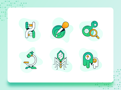 Biology/Biotech Icon 1 2d amoeba bio biology biotechnology business corona dna flat green icon icon set illustration medicine microscope science startup ui ux virus