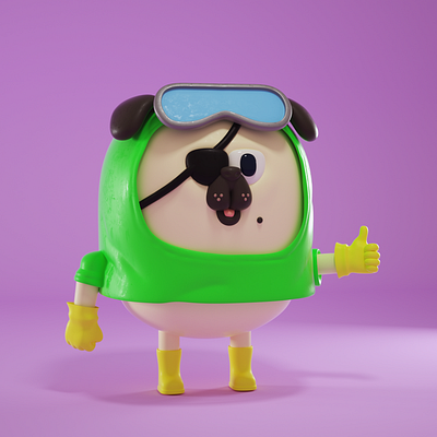 harley the dog 3d 3d model c4d cartoon character dog dog illustration doodle illustration octane photoshop render