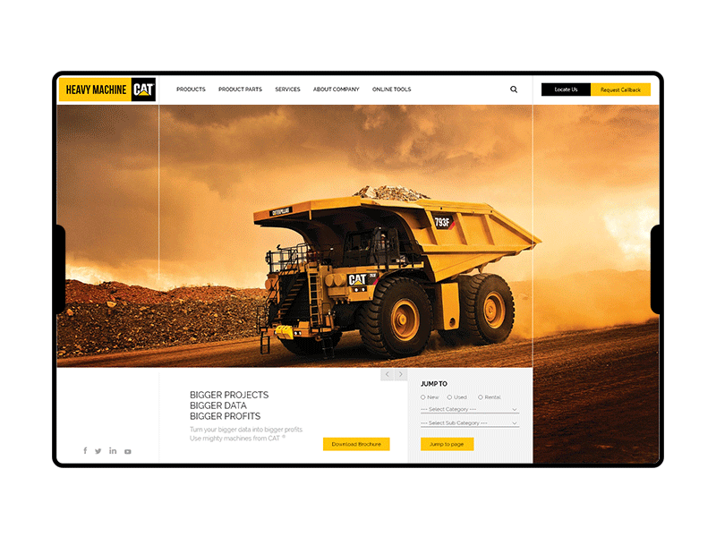 Heavy Machine Website Design adobe xd automotive illustration industrial design interaction design ui ux vehicle web website design