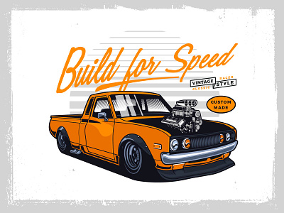 naked engine truck 4wd classic hotrod illustration naked racer speed truck vector vintage