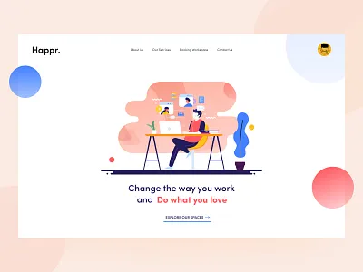 Happr CoWorking System colorful design design elegant design flat illustration modern system ui