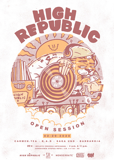 High Republic X Gavilan artwork cat character dj dj flyer dj set hype illustration lowbrow music poster swag tiger vinil