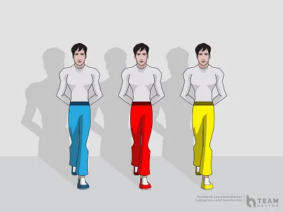 Full Body Character Design With 3 Color Variation | Team Hactor blue branding character custom design dribbble explore handsome invite logo popular portrait recent red shots teamhactor teams trending vector yellow