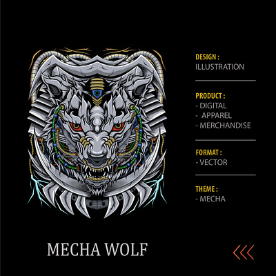 MECHA WOLF accessories animal apparel design artwork branding design illustration logo tshirt tshirtdesign vector