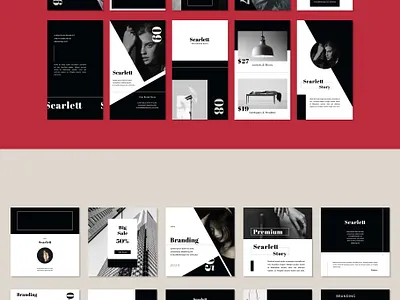 Scarlett - Instagram Templates banner black white blog branding canva canva template design instagram instagram banner instagram post instagram stories instagram template photoshop post social media stories story template