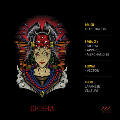 GEISHA accessories apparel design artwork branding decoration design designer geisha illustration japanese culture tshirtdesign vector