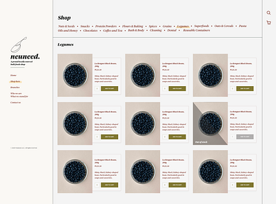 Neuneed - Bulk Foods Store design ecommerce ecommerce design grocery logo minimal online marketplace web
