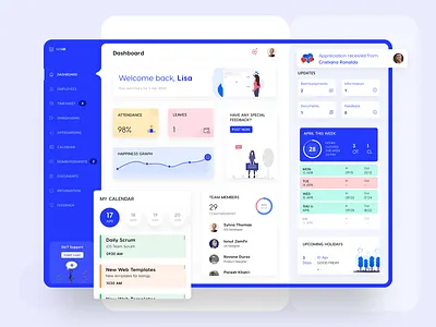 HR Dashboard cards clean dashboard ui hr software minimal ui ux