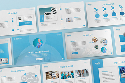 MultiMedical - Powerpoint Presentation Template abstract blue business presentation care circle clinic doctor health hospital medical medicine network pharmacy powerpoint template presentation slides technology