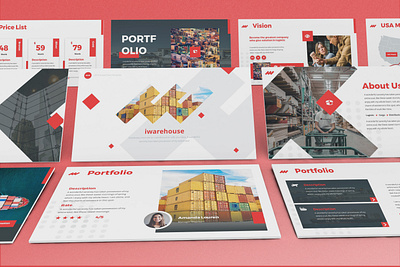 iWarehouse - Logistics Powerpoint Template abstract business presentation cargo creative delivery export geometrics industry logistics minimal powerpoint template presentation simple trasnportation warehouse