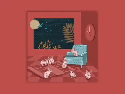 Dream On art artwork contemporary art digital art digital illustration digital painting drawing dream illustration illustration art illustrator photoshop art rabbits red redesign surreal surreal art visual art visual design visualization