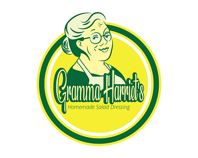 Gramma Harriet's character character design grandma logo logo design logodesign salad salad dressing sauce