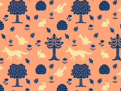 Folksy Woodland Pattern! animal illustration design giftwrap illustration pattern pattern design photoshop stationery surfacedesign wallpaper