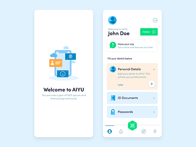 AIYU Dashboard Screen app branding app design clean ui documents dribble dribble best shot fingerprint icons minimal minimal app modern design passwords paytm product design secure security app typogaphy ui ux visual design