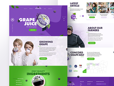 Grape Juice - Web Design branding children concept creative design fun graphic design impossible juice product typography ui ux visual design web website