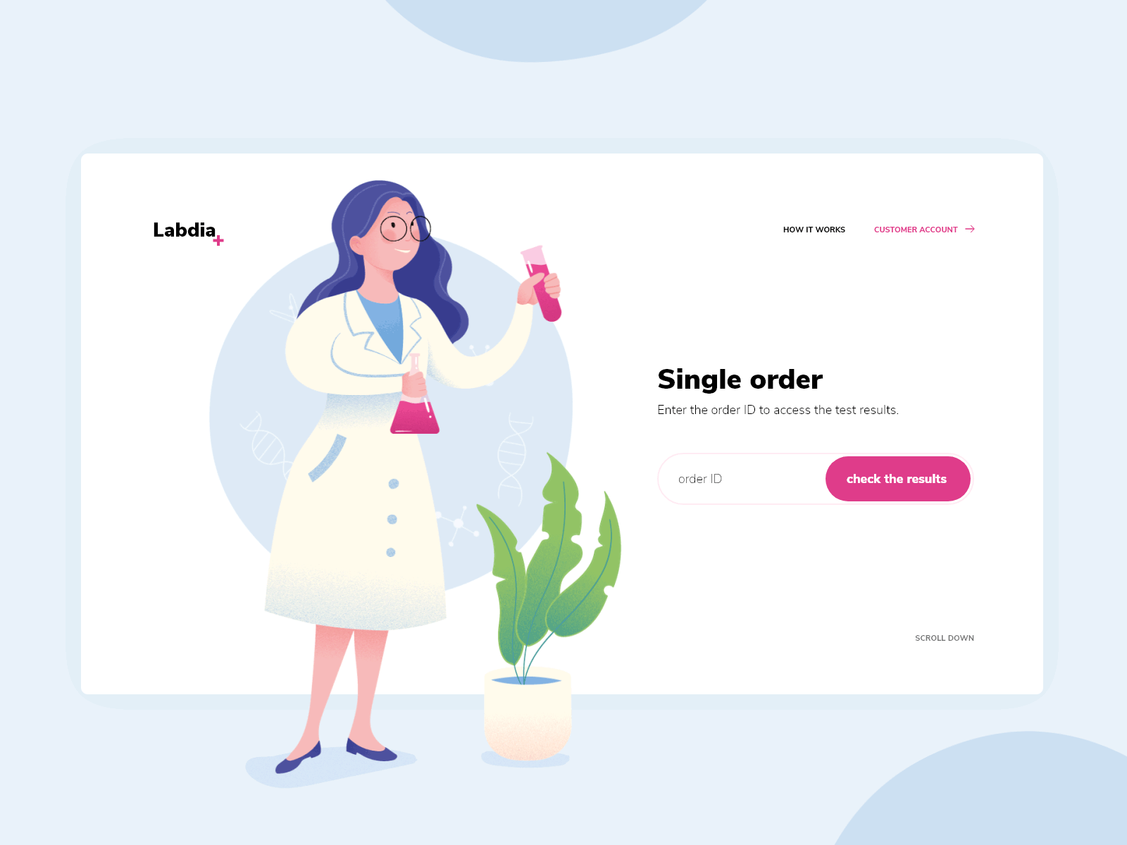 Laboratory diagnostics 2d animation animation chemist chemistry design diagnostics illustration lab laboratory medical medicine scientist ui ui design uidesign web web design webdesign