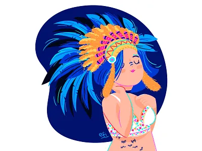 Marta Deer character character design colorful feather girl illustration sexy tribal vector