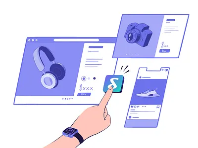 Shoptagr- Saving ecommerce illustration procreate product shoping technology