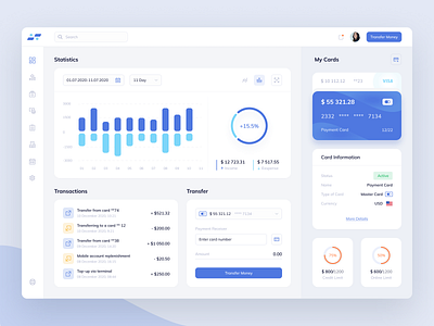 Bank - Dashboard admin bank bank app banking card chart credit card dashboard design finance interface money payments statistics transactions transfer ui ui ux web