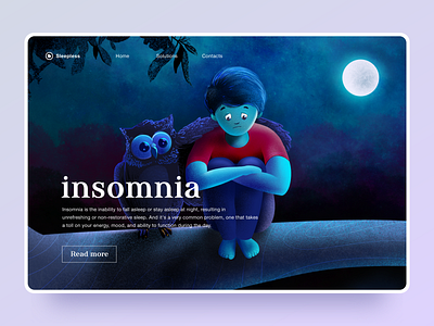 Insomnia landing page art character creative design desktop illustration landing design landing page landingpage mobile night owl sleep ui visual art web