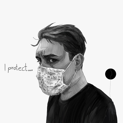Covid adobe adobephotoshop black digitalart illustration line lineart photoshop portrait wacom