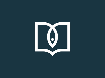 FishBook book fish fish logo flat logo loop mark minimal monochromatic monochrome monoline monoline logo negative read symbol