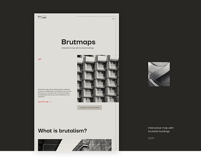 Brutmaps main page architecture black and white brutalism editorial main page site typography web