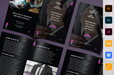 Law Company / Lawyer Brochure Trifold branding brochure business catalogue clean elegant indesign lookbook magazine modern portfolio template