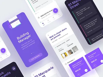 Building Management App UI app clean dark interface light mobile ui
