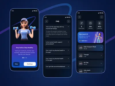 Mental Health & Self-Care App UI/UX app calories exercise figma fitness app gym health app health care app ios meditation mental care mental care app minimal online health care physical exercise self care sport app workout yoga