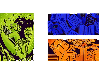 Reading books charachter draw hobby illustration illustrator line illustration procreate reading vibrant