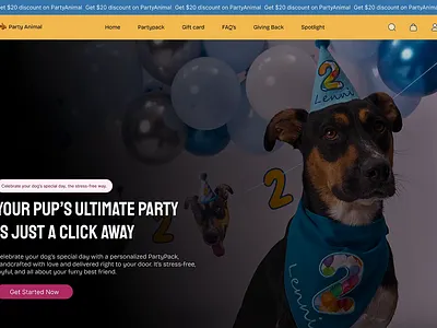 Get Partyanimal : A Dog Party Website agency website animals best ui design design dogs landingpagedesign pets ui vet