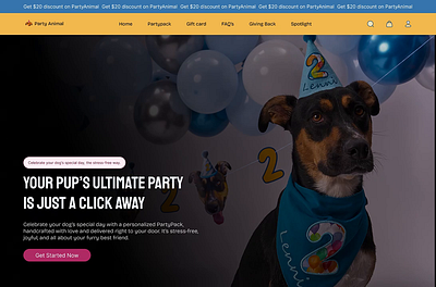 Get Partyanimal : A Dog Party Website agency website animals best ui design design dogs landingpagedesign pets ui vet