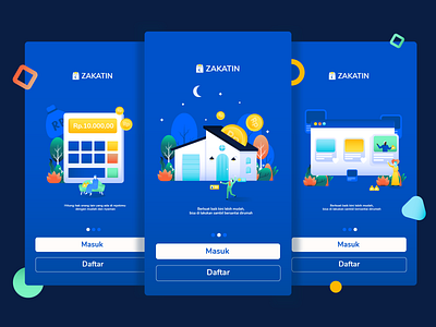 Zakatin - Zakat App app app design apps screen character character design design donation donations flat design flat illustration fun gradient home illustration onboarding onboarding screen onboarding ui ui ux vector