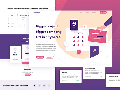 Manageble - Project management platform landing page management product design project service ui ux web design